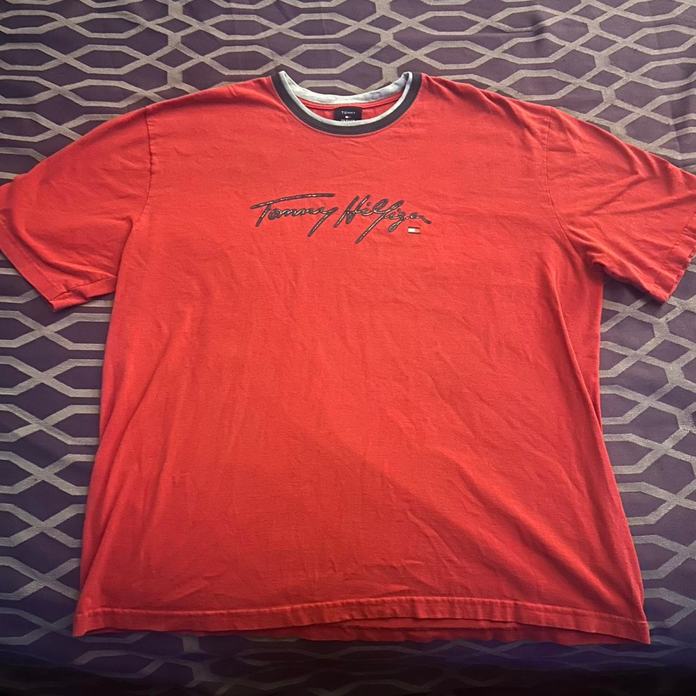 Red Tommy Hilfiger Shirt Men's T-Shirt